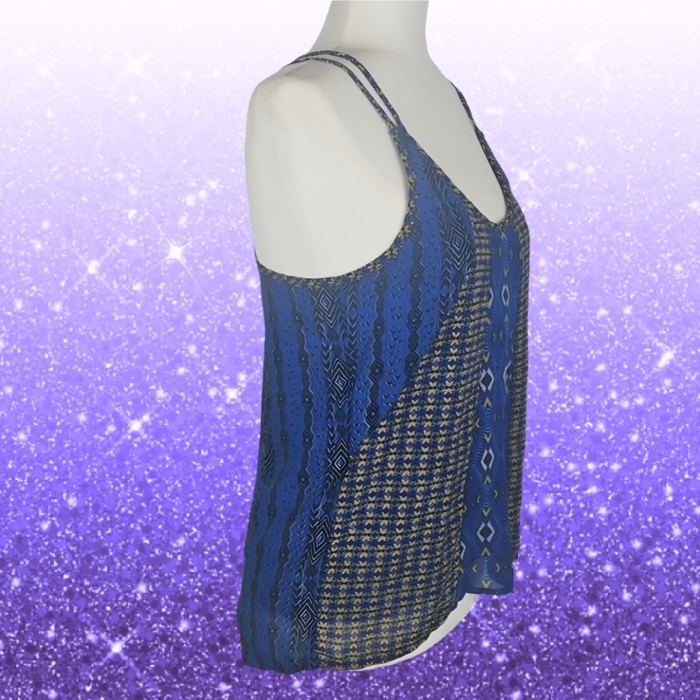 Geometric Cami Top in Blue Yellow Pattern, Size S - Picture 4 of 6